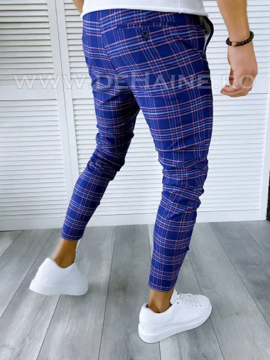 Pantaloni barbati casual regular fit in carouri B1738 B4-4